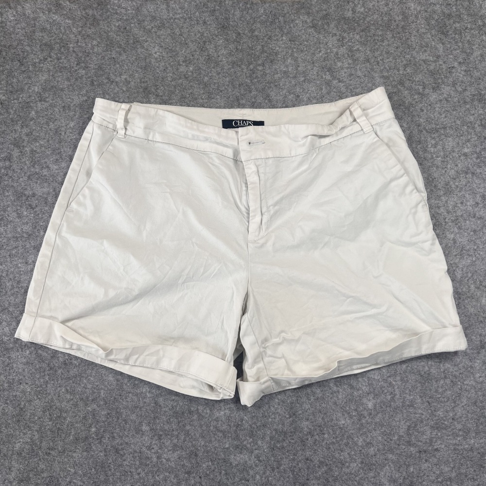 Chaps Chino Shorts Size 10 Off-White Cotton Blend Cuffed Hem